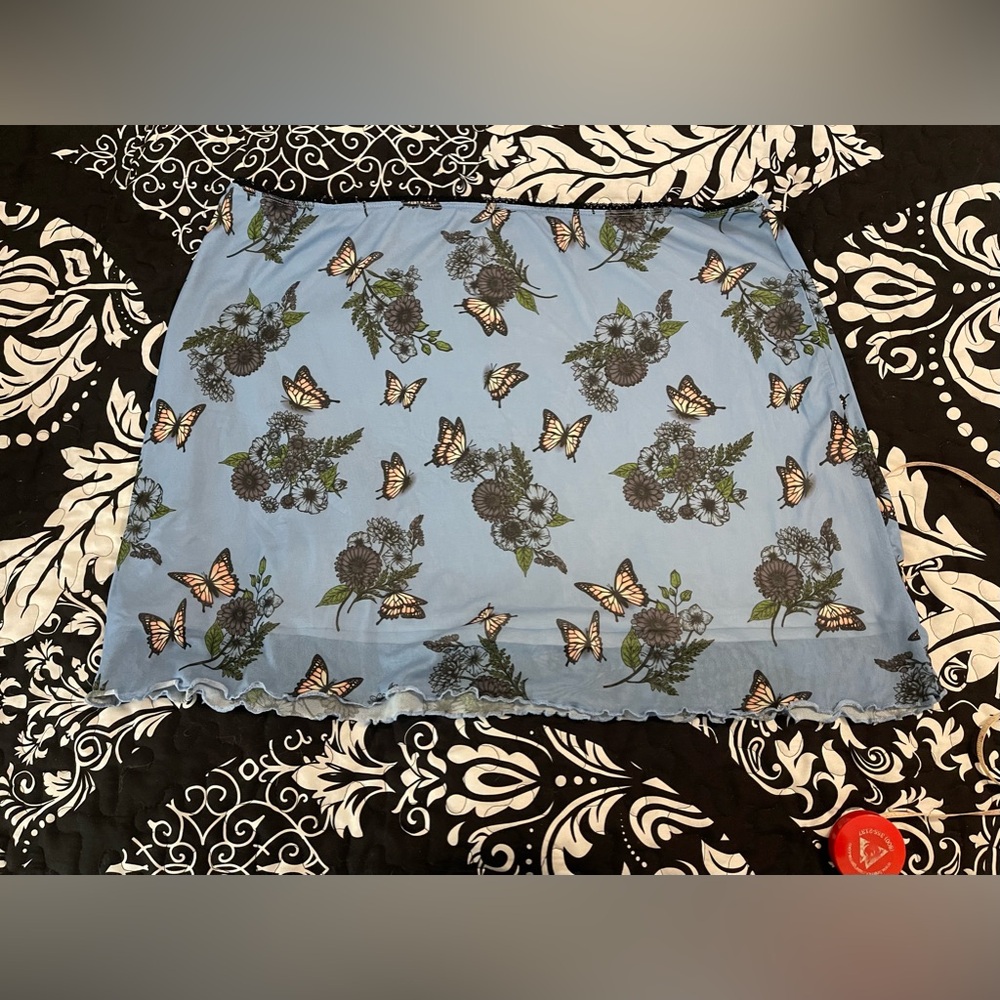 Butterfly mini shirt blue/ black very cute & sexy size 3x